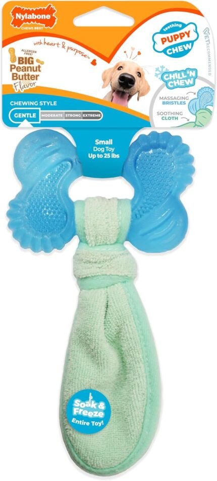 Nylabone Puppy Chew 2-in-1 Teething Freezer Bone Dog Chew Toy, Small