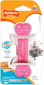 Nylabone Puppy Chew Pink Textured Teething Dog Bone, X-Small
