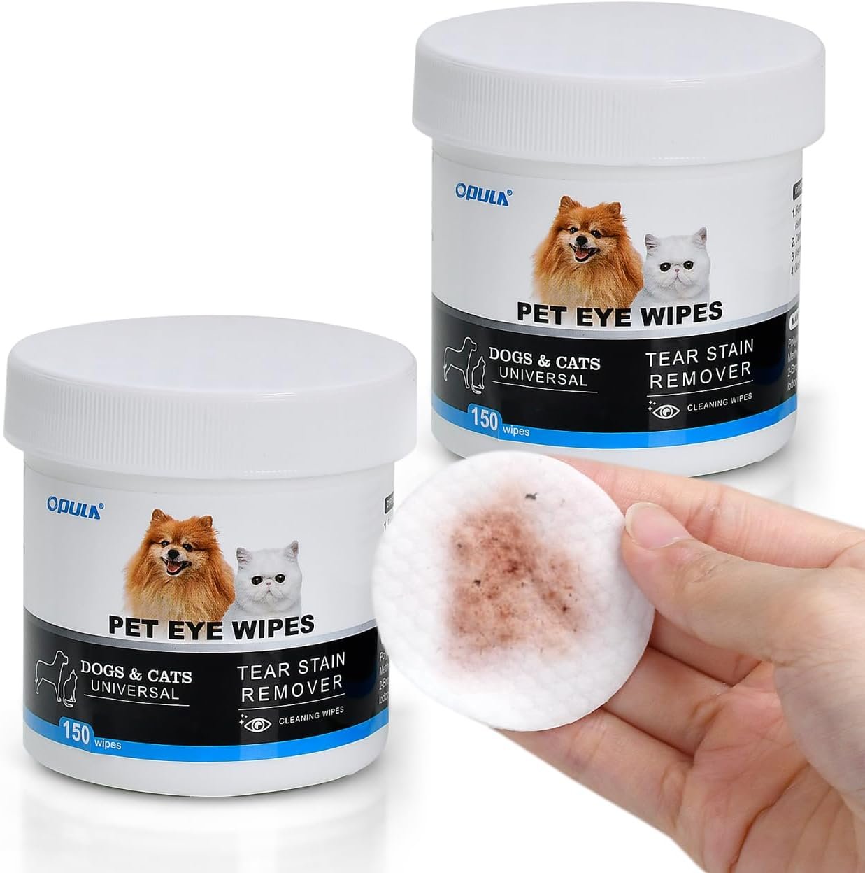 OPULA Dog Eye Wipes Biodegradable, Hypoallergenic Cat Dog Eye Cleaner, Pet Tear Stain Remover Wipes | Wrinkle, Face, Eye Cleaner Pads to Gently Remove Discharge, Crust | Unscented Pet Tear Wipe -300PZ OPULA Dog Eye Wipes Biodegradable, Hypoallergenic Cat Dog Eye Cleaner, Pet Tear Stain Remover Wipes | Wrinkle, Face, Eye Cleaner Pads to Gently Remove Discharge, Crust | Unscented Pet Tear Wipe -300PZ