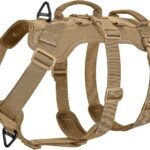 OneTigris Escape Proof Dog Harness, No Pull Dog Harness with Handles, Tactical Multi-Use Support Dogs Harnes for Large Dogs Everyday Wear Walking Hiking Training (Brown, Medium)
