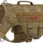 OneTigris No Pull Tactical Dog Harness for Medium Dog, Aire Mesh Dog Vest Harness, Breathable Military Molle Vests with Handles, Service Dog Vest for Walking Hiking Training (M, Brown)