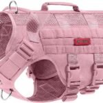 OneTigris Tactical Dog Harness for Small Dog, No Pull Small Dog Vest Harness with Handles Breathable Military Dogs Molle Vests for Walking Hiking Training (Pink, Medium)