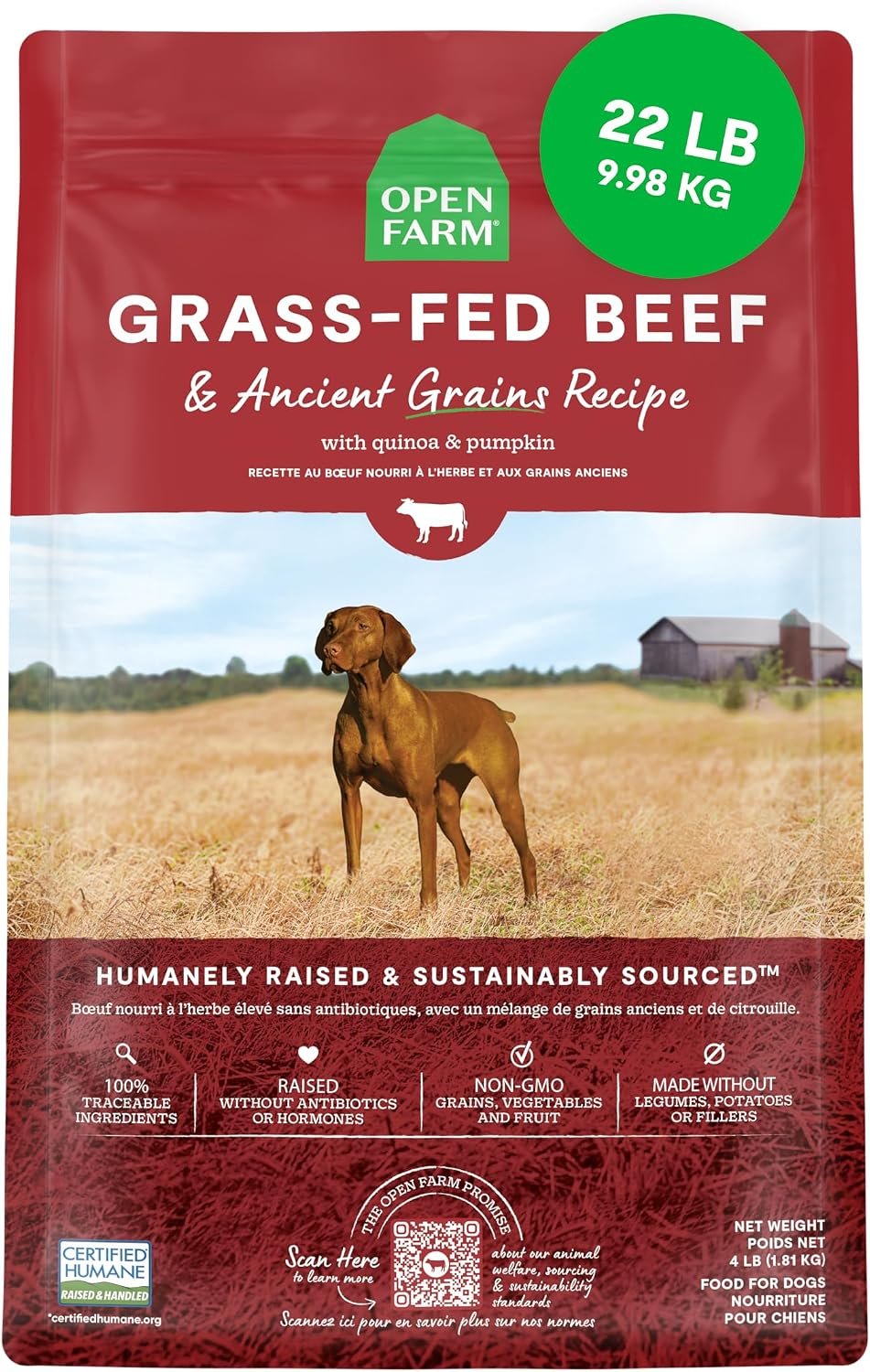 Open Farm Ancient Grains Dry Dog Food, Grass-Fed Beef Kibble, 22lb Bag Open Farm Ancient Grains Dry Dog Food, Grass-Fed Beef Kibble, 22lb Bag