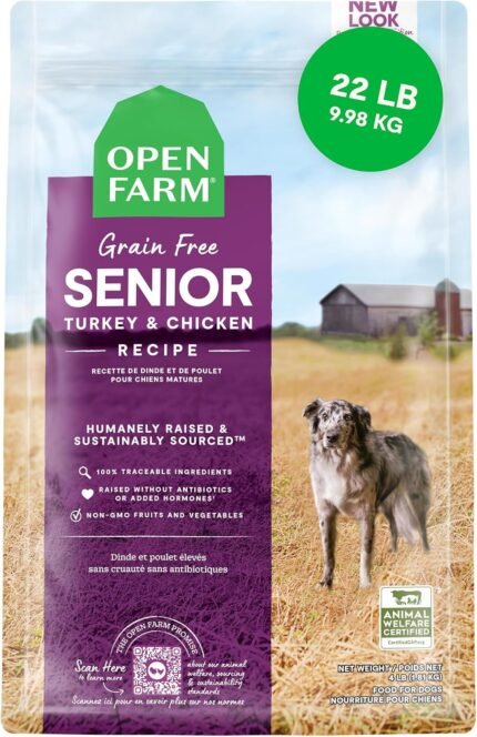 Open Farm Grain Free Dry Dog Food, Senior Dog Kibble, 22lb Bag