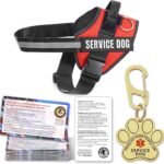 Opstin Service Dog Vest, ID Tag + 50 ADA Information Cards, Service Dog Harness in Sizes X Small to XX Large, Metal Dog Tag has Ruggedized Clip, 2-Sided Service Animal Cards,ESA Accessory Set Small