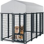 Oranland 8x4x6 FT Dog Kennel Outdoor for Large Dogs with Silver Roof