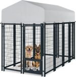 Oranland 8x4x6 FT Dog Kennel Outdoor for Large Dogs with Silver Roof
