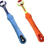 Orgrimmar 2 Pcs 3-Sided Pet Toothbrush Dog Cat Mouth Dental Teeth Care