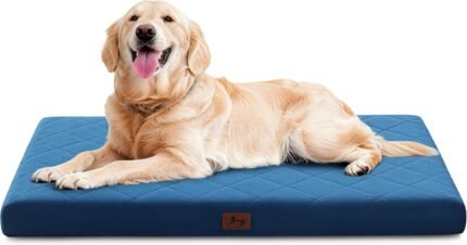 Orthopedic Dog Bed Mat Large Medium Sized Dogs, Waterproof Dog Crate Bed with Removable Cover, Washable Pet Bed with Egg Crate Foam, 35″x22″, NOT Chewproof