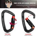 Oupeng sky Auto Locking Carabiner Clips - 28KN (6172lbs) Heavy Duty Caribeaners, Large Carabiner Clip for Keychains，Hammock，Camping, Gym, Hiking, Outdoor ，Dog Leash - Image 2