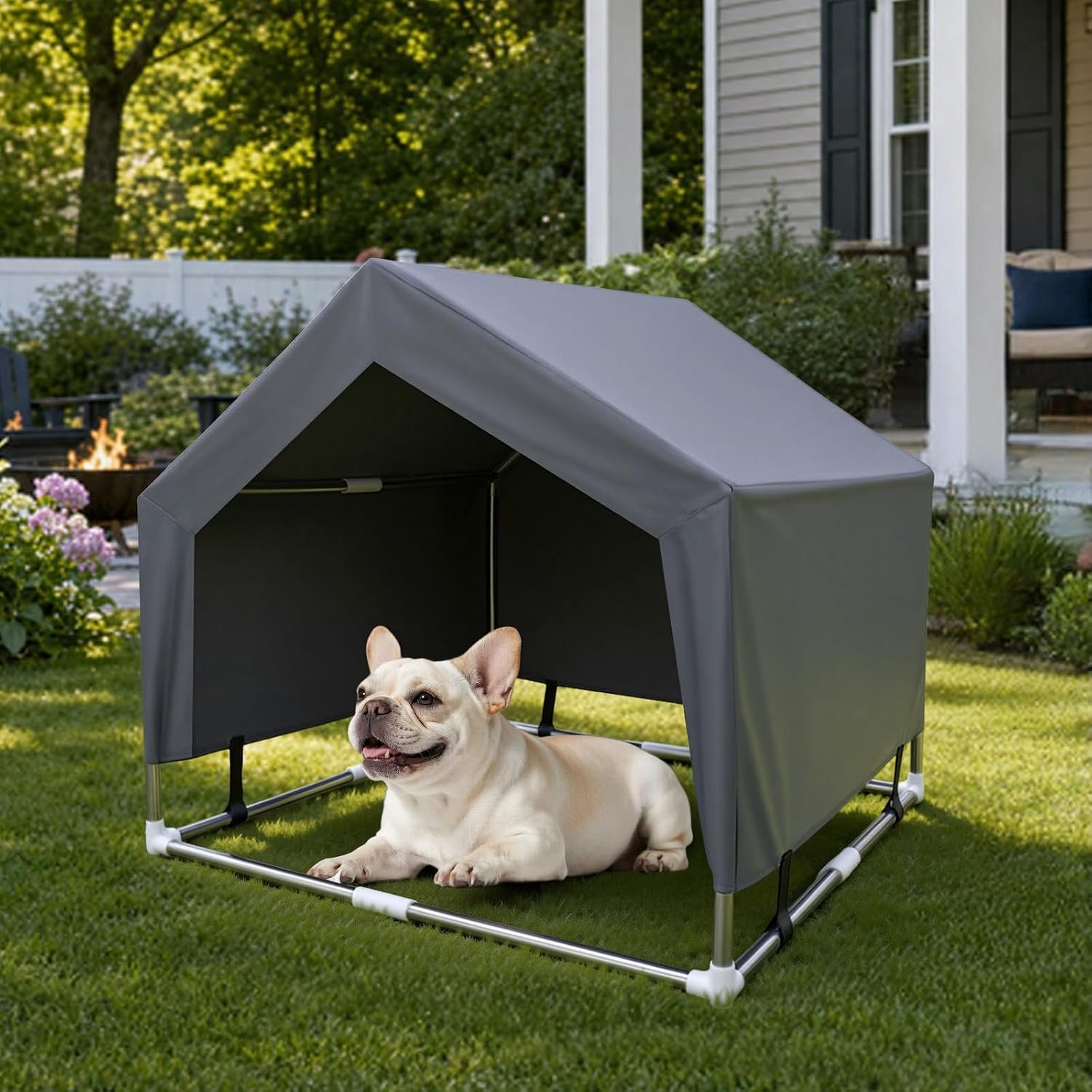 Outdoor Dog House Tent, Stainless Steel Frame Dog Shade Shelter, Medium Dog Outdoor Dog House Tent, Stainless Steel Frame Dog Shade Shelter, Medium Dog