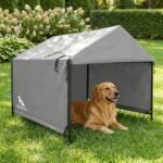 Outdoor Dog House for Large Dogs, XL Pet Tent Weatherproof, Grey