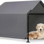 Outdoor Pet Shade Dog Shade Shelter, Versatile Pet Canopy Tent Pet Awning for Dogs, Cats, Small Animals and Livestock, 4’x4’x3′ Waterproof, Sun Protection, Grey