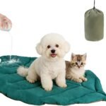 Outdoor Travel Dog Bed, Waterproof Reversible Leaf Mat for Small Medium Dogs Cats Camping, Portable Durable Roll Up Pet Bed with Carry Bag, Washable Lightweight Foldable Puppy Mat, 26x43in