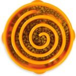 Outward Hound Fun Feeder Slo Bowl Dog Slow Feeder, Swirl, Orange, 11.8"