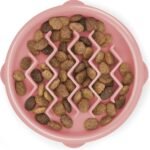 Outward Hound Fun Feeder Slo Bowl Dog Slow Feeder, Wave, Pink, 5.8″