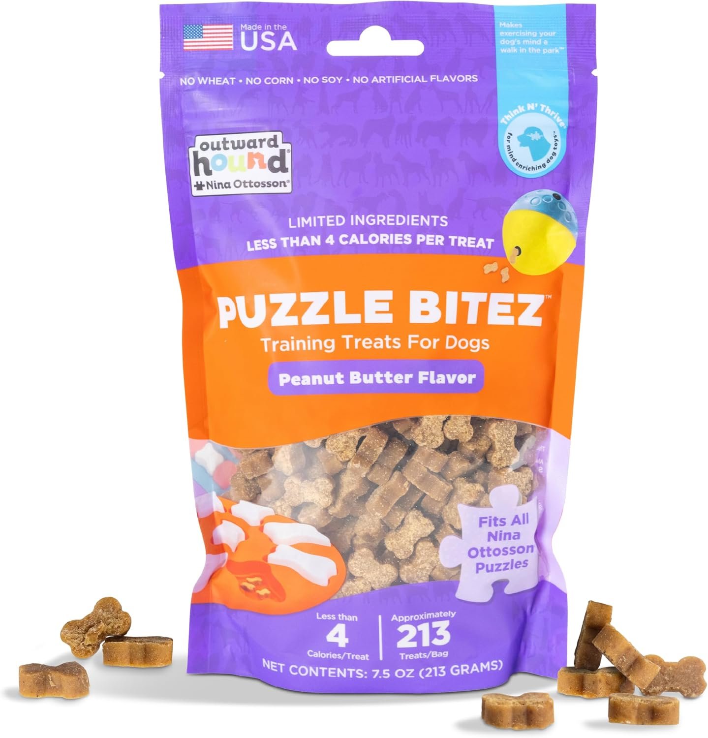 Outward Hound Nina Ottosson Puzzle Bitez Dog Treats, Peanut Butter, 7.5 oz Outward Hound Nina Ottosson Puzzle Bitez Dog Treats, Peanut Butter, 7.5 oz