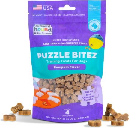 Outward Hound Nina Ottosson Puzzle Bitez Dog Treats, Pumpkin, 7.5 oz