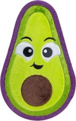 Outward Hound Tough Skinz Durable Chew Plush Squeaky Dog Toy, Avocado, 9"