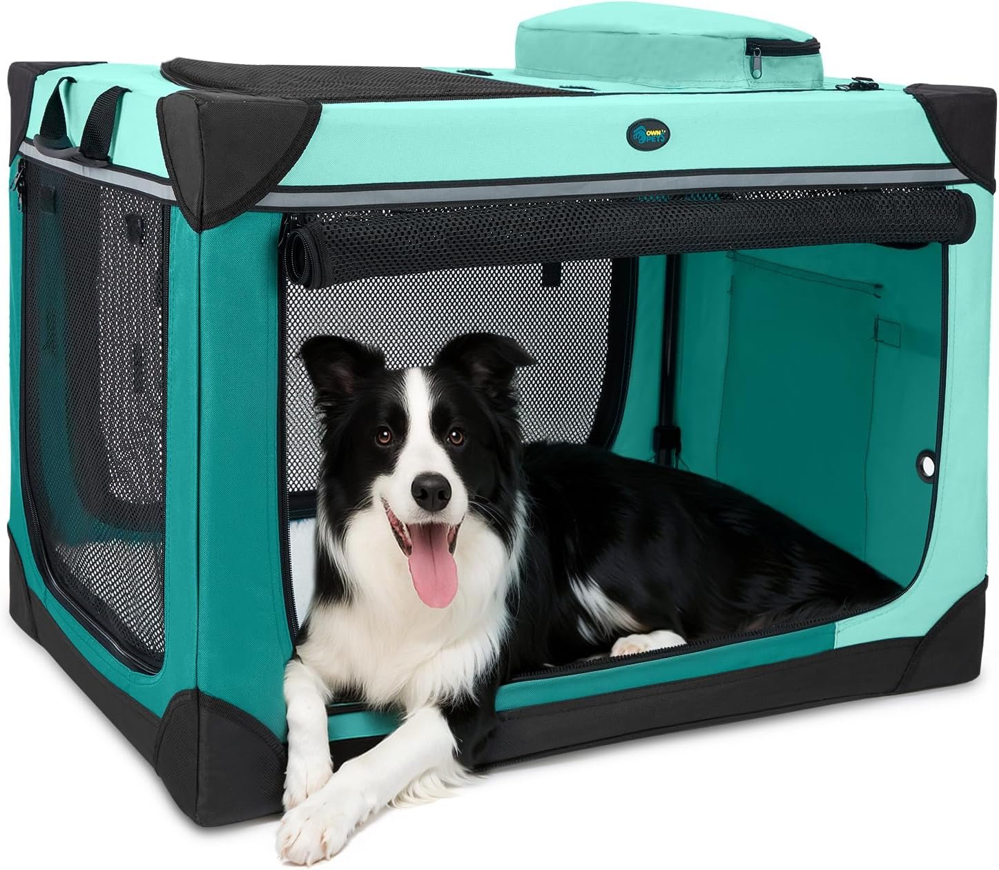Ownpets Collapsible Travel Dog Crate for Large Dogs, 30x21x21 inches, Green Ownpets Collapsible Travel Dog Crate for Large Dogs, 30x21x21 inches, Green