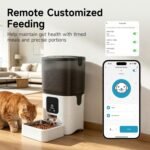 PAPIFEED Automatic Cat Feeder with App, WiFi Auto Cat Feeder, 6L Slow-Feed Cat Food Dispenser for Dry Food, Dual Power Supply Timed Pet Feeder for Small Dog, 10 Meals/Day, 12 Portions/Meal, White - Image 2