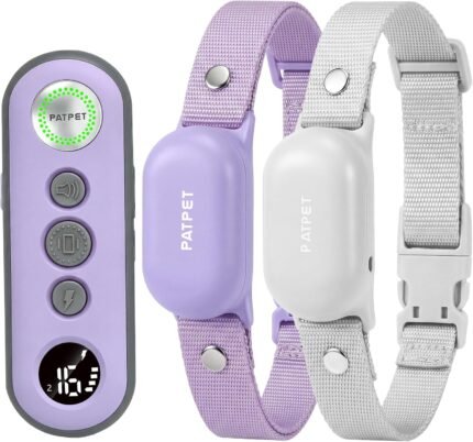 PATPET Shock Collar for 2 Dogs, 4000ft IPX7 Waterproof for 10-120lbs Dogs (Air Purple)