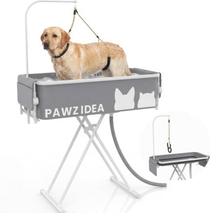 PAWZIDEA 2-in-1 Dog Bathtub & Grooming Table 43" for Medium to Large Dogs
