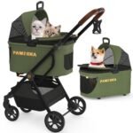 PAWZIDEA Pet Stroller 4-in-1, Foldable Cat Stroller with Detachable Carrier