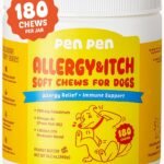 PENPEN Dog Allergy Chews – Anti-Itch & Itchy Skin Support for Dogs, Probiotics & Omega 3 (Fish Oil) for Immune & Gut Health – Peanut Butter Flavor – 180 Soft Chews