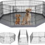 PETIME Foldable Metal Dog Exercise Pen/Pet Puppy Playpen Kennels Yard Fence Indoor/Outdoor 8 Panel 24″ W x 24″ H with Bottom Pad (with Bottom pad, 8 Panels 24″ H)