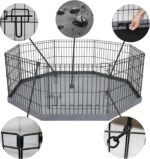 PETIME Foldable Metal Dog Exercise Pen/Pet Puppy Playpen Kennels Yard Fence Indoor/Outdoor 8 Panel 24" W x 24" H with Bottom Pad (with Bottom pad, 8 Panels 24" H) - Image 2