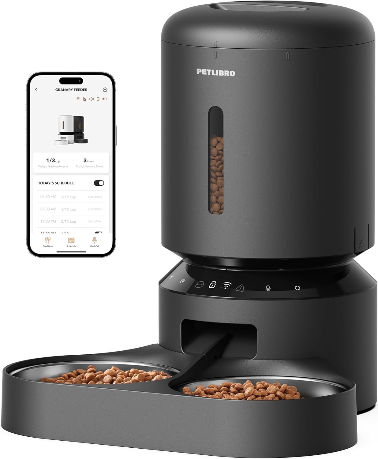 PETLIBRO Automatic Cat Feeder for 2 Cats, 5G&2.4G WiFi Pet Feeders, 5L Programmable Cat Food Dispenser with Airtight Lock-Fresh Technology, Dual Stainless Steel Bowls, Low Food Sensor PETLIBRO Automatic Cat Feeder for 2 Cats, 5G&2.4G WiFi Pet Feeders, 5L Programmable Cat Food Dispenser with Airtight Lock-Fresh Technology, Dual Stainless Steel Bowls, Low Food Sensor