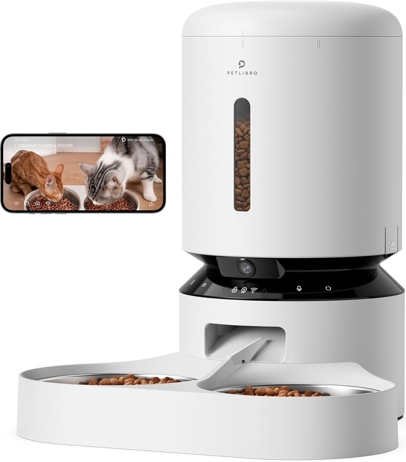 PETLIBRO Automatic Cat Feeder with Camera for Two Cats, 1080P HD Video with Night Vision, 5G WiFi Pet Feeder with Phone APP Control, 2-Way Audio for Cat & Dog, Low Food & Motion & Sound Alerts PETLIBRO Automatic Cat Feeder with Camera for Two Cats, 1080P HD Video with Night Vision, 5G WiFi Pet Feeder with Phone APP Control, 2-Way Audio for Cat & Dog, Low Food & Motion & Sound Alerts
