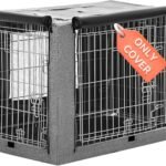 PETSFIT Dog Crate Cover,42 Inch Kennel Cover for Wire Dog Crate, Double Doors, Mesh Window, Flap On The Top and Back is Detachable, Dog Cage Cover Grey