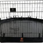 PJYuCien Puppy Playpen with Bottom Pad and Door, 8 Panels 24″ H, Black