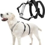 PUPTECK Escape Proof Dog Harness – No Pull Soft Padded Full Body Pet Halter Harness with Lift Handle for Small Medium Large Doggies Walking Hiking Hunting, SnowWhite & Black, L