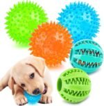 PUPTILY 2 Different Functions Interactive Ball for Dogs 2.5” Squeaky Dog Balls Toys and Puppy Teething Chew Toy Balls for Small Dogs for Clean Teeth and Training （5Pcs）