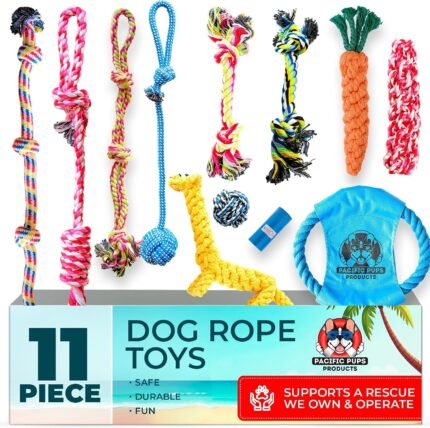 Pacific Pups Products Dog Rope Toys for Medium Dogs, 11 Pack