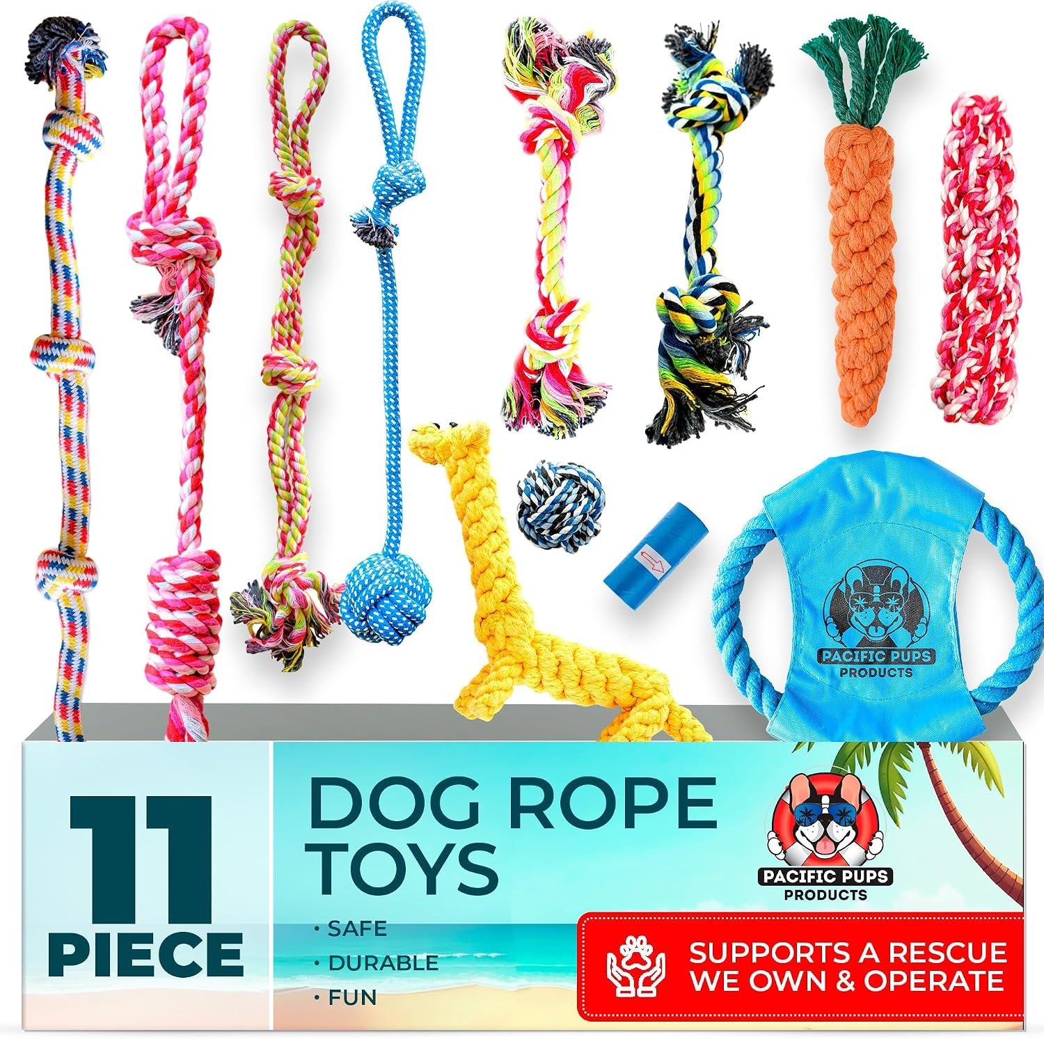 Pacific Pups Products Dog Rope Toys for Medium Dogs, 11 Pack Pacific Pups Products Dog Rope Toys for Medium Dogs, 11 Pack