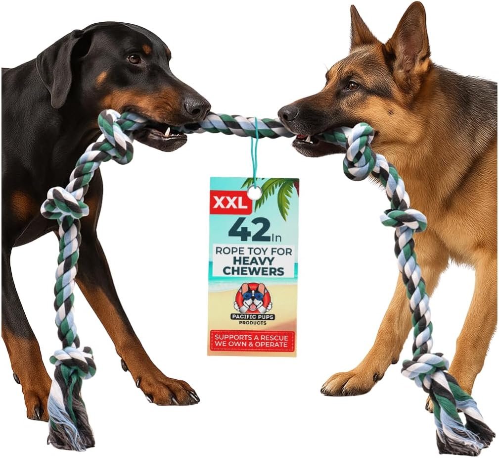 Pacific Pups Products Giant Dog Rope Toy, 42 Inch Tug of War Rope, Green Pacific Pups Products Giant Dog Rope Toy, 42 Inch Tug of War Rope, Green