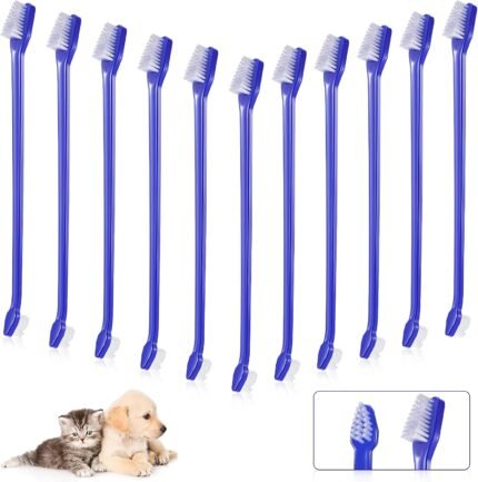 Patelai 100 Pcs Dog Toothbrush Kit, Dual Head Pet Dental Supplies