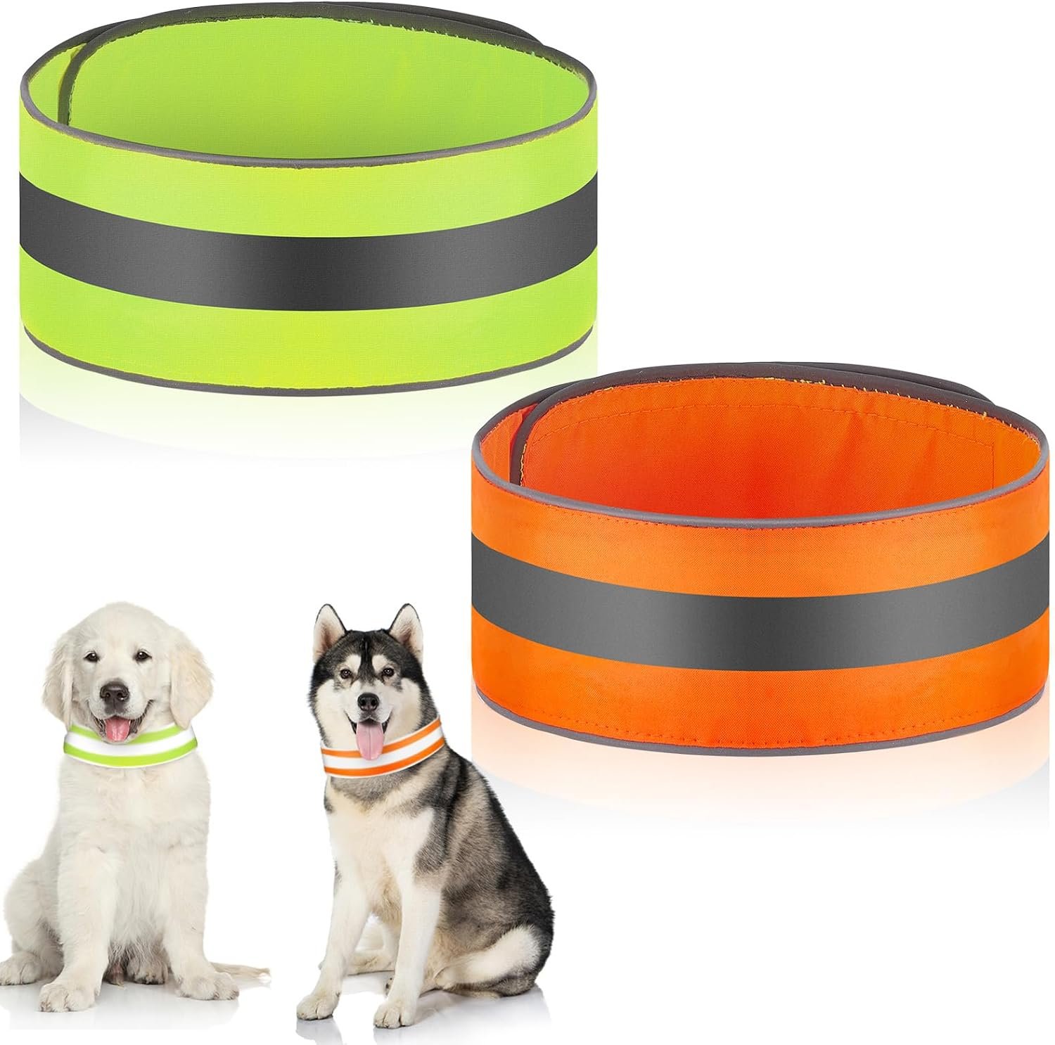 Paterr 2 Pcs Reflective Dog Collar Adjustable for S M L Dogs,Stripe Paterr 2 Pcs Reflective Dog Collar Adjustable for S M L Dogs,Stripe