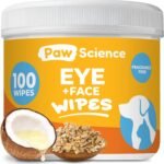 Paw Science Dog & Cat Eye Wipes (100 Count) Hypoallergenic Eye & Face Wipes for Cats, Dogs – Pet Tear Stain Remover & Cleaner – Cleans & Removes Discharge, Crust, & Gunk (Unscented)