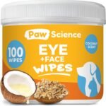Paw Science Dog Eye Wipes (100 Count) Hypoallergenic Eye & Face Wipes for Dogs & Cats - Pet Tear Stain Remover & Cleaner - Cleans & Removes Discharge, Crust, & Gunk (Coconut)