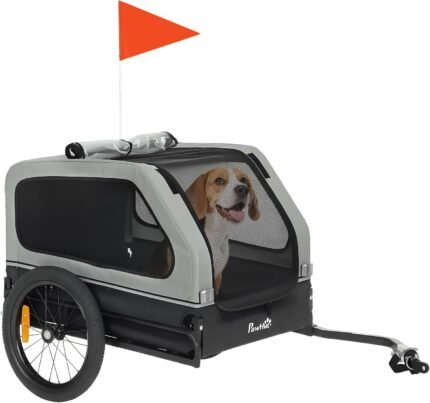 PawHut Dog Bike Trailer Flip Down Ramp Tailgate for Medium Pets 44 lbs