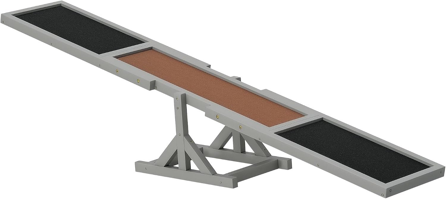 PawHut Wooden Dog Agility Seesaw for Exercise 71″ L x 12″ W x 12″ H Gray PawHut Wooden Dog Agility Seesaw for Exercise 71″ L x 12″ W x 12″ H Gray