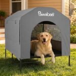 Pawaboo 47″ XL Dog House Outdoor Weatherproof, with Breathable Mesh Windows