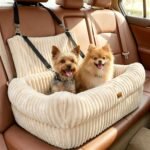 Pawaboo Dog Car Seat Bed, Memory Foam Booster for Medium/Large Dogs, Beige - Image 2