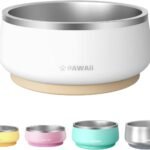 Pawaii Dog Bowl, 34 oz Stainless Steel Food and Water Bowl, ID Tag, 1 Pack