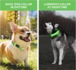PcEoTllar Light up Dog Collar, Safe for Night Walking, Adjustable, Green, M - Image 2